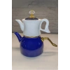 Dufy Serisi Porselen Demlikli Emaye Çaydanlık Takımı - Lacivert