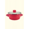 12/14/16 Cm Mini Emaye Tencere Seti - Kırmızı