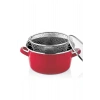 Lüks Italyan Emaye Fritöz Kızartma Tenceresi 22 Cm 3,5 Litre - Kırmızı