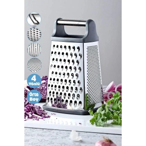 4 Fonksiyonlu Orta Boy Çelik El Rende Silikon Tabanlı Sarımsak Kereviz Peynir Sebze Doğrayıcı