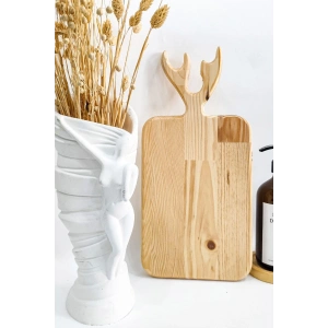 Geyikli Ahşap Sunum Ve Kesme Tahtası Açık Kahve