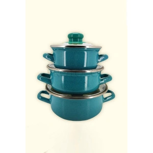 12/14/16 Cm Mini Emaye Tencere Seti - Turkuaz