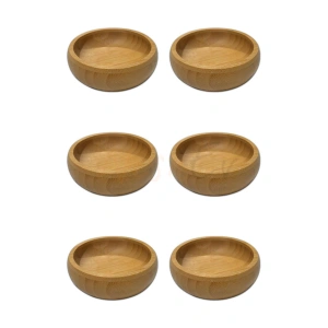 6lı Bambu Yuvarlak Çerezlik 8cm / Bar Kafe Restaurant Ve Evinize Özel Çerezlik