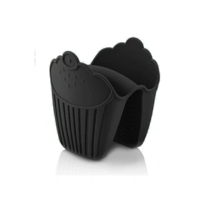 Silikon Fırın Eldiveni Isı Yalıtımlı Kaymaz Mikrodalga Fırın Tencere Tepsi Siyah