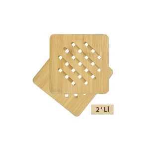 2li Bambu Lüx Yatay Desenli Kare Nihale