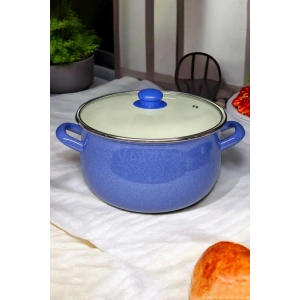 Emaye Derin Bombeli Yoğurt Tenceresi 24 Cm 5.5 Litre - Mavi