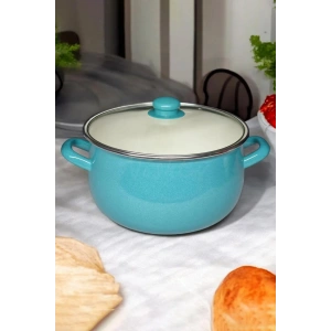 Emaye Derin Bombeli Yoğurt Tenceresi 24 Cm 5.5 Litre - Turkuaz