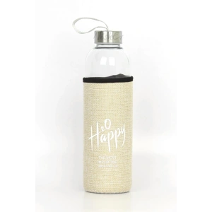 Kılıflı Cam Matara Suluk 750 ml - Sarı