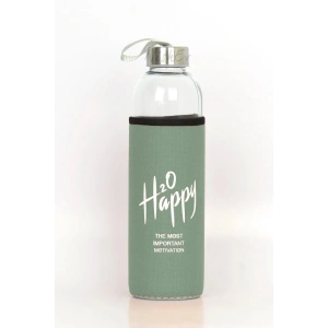 Kılıflı Cam Matara Suluk 500 ml - Fıstık Yeşili