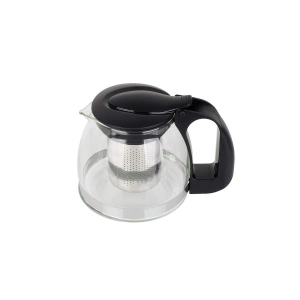 Renkli Süzgeçli Cam Demlik 700 ml - Siyah