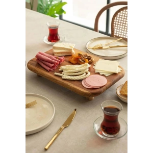 Kayın Dikdörtgen Ayaklı Kahvaltı Peynir Sunum Servis Tabağı