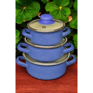 6 Parça Mini Emaye Tencere Seti 12/14/16 Cm – Mavi