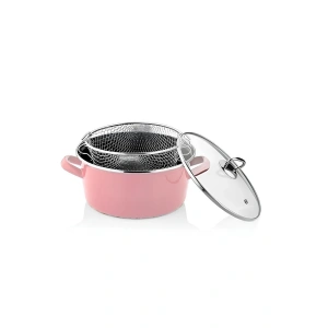 Milano Kızartma Tenceresi Pembe 22 Cm 4,5 Lt