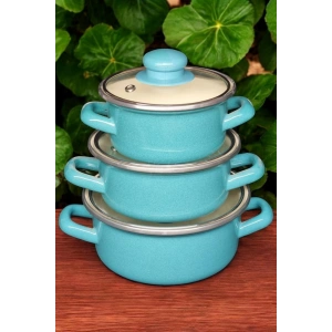 6 Parça Mini Emaye Tencere Seti 12/14/16 Cm – Turkuaz