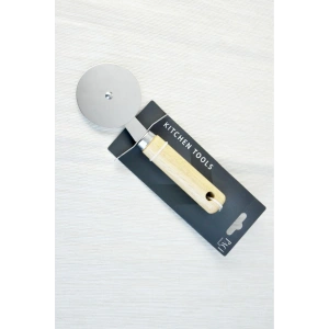 Bambu Saplı Büyük Metal Pizza Dilimleyici