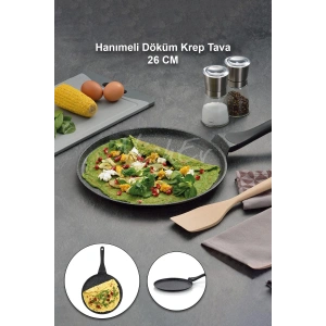 Hanımeli Döküm Krep Tava 26cm – Yanmaz Yapışmaz Çizilmez Koruma