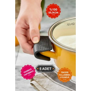 Yanmaz Yapışmaz Silikon Tencere Tutacağı Silikon Kulp Tutacak – 5 Adet Çift