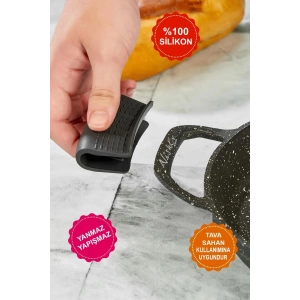 Yanmaz Yapışmaz Silikon Tava, Sahan Tutacağı Silikon Kulp Tutacak – 1 Adet Çift