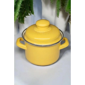 İtalyan Emaye Mini Derin Tencere 12 cm 900 ml – Sarı