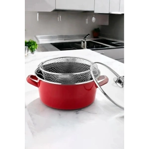 İtalyan Kızartma Tenceresi Kırmızı 22 cm 4,5 lt