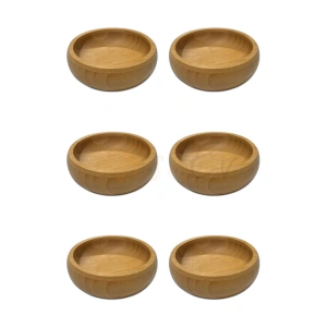 6’lı Bambu Yuvarlak Çerezlik Bambu Çerez Kasesi 8 cm