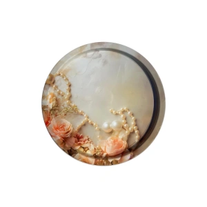 Dekoratif Metal Yuvarlak Tepsi 35 Cm / Özel Tasarım