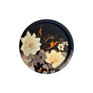 Dekoratif Metal Yuvarlak Tepsi 35 Cm / Özel Tasarım