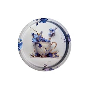 Dekoratif Metal Yuvarlak Tepsi 35 Cm / Özel Tasarım