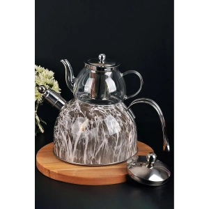 Mermer Düdüklü Çelik Cam Çaydanlık Takımı Özel Tasarım