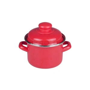 Emaye Mini Derin Tencere 12 Cm 900 ml - Kırmızı