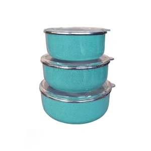 Nishev Zarif Italyan 3lü Emaye Saklama Kabı Seti 14/16/18 Cm