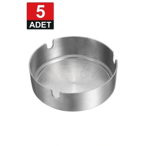 5 Adet Elit Büyük Boy Paslanmaz Çelik Kül Tablası Krom Küllük 10cm