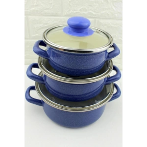 12/14/16 Cm Mini Emaye Tencere Seti - Anneler Gününe Özel 6 Parça Saklama Kabı Seti