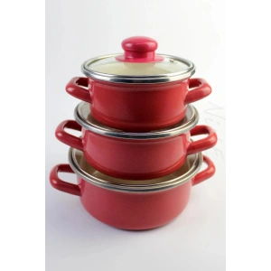 12/14/16 Cm Mini Emaye Tencere Seti - Anneler Gününe Özel 6 Parça Saklama Kabı Seti