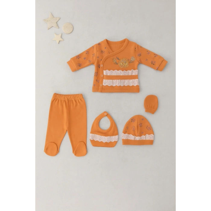 Kız Bebek Pamuklu 5li Hastane Çıkış Seti
