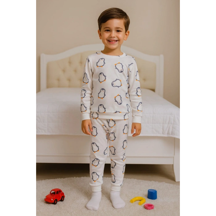 Penguen Desenli Çocuk Pijama Takımı