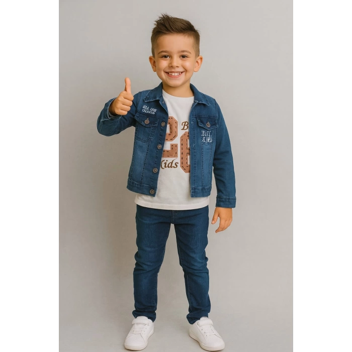 Erkek Çocuk Denim Kombin Ceketli Takım