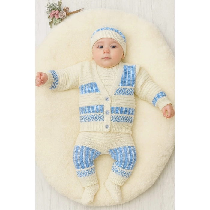 Pastel Desenli Bebek Triko Takımı Hastane Çıkışı