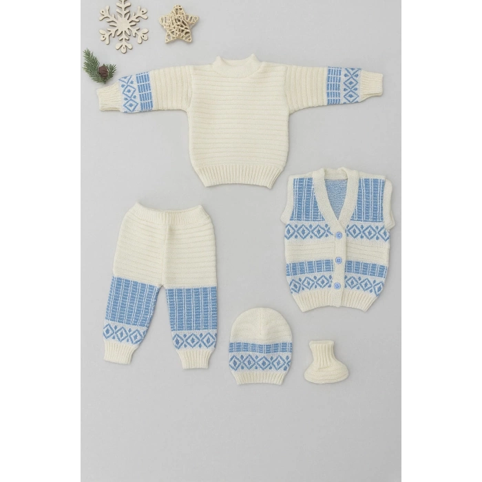 Pastel Desenli Bebek Triko Takımı Hastane Çıkışı