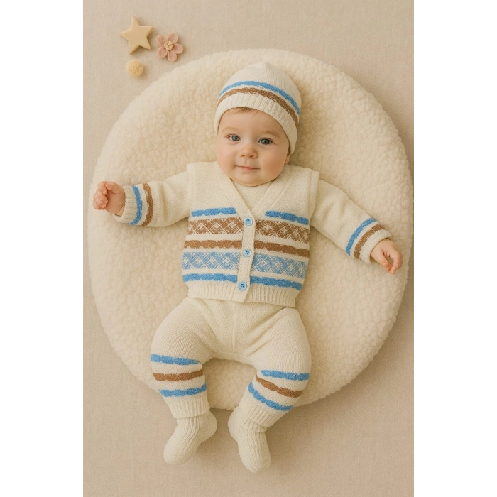 Pastel Desenli Bebek Triko Takımı Hastane Çıkışı