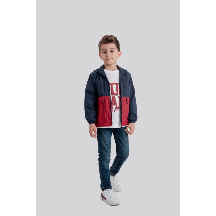 Çocuk Kapüşonlu Fermuarlı Rüzgarlık 3lü Takım