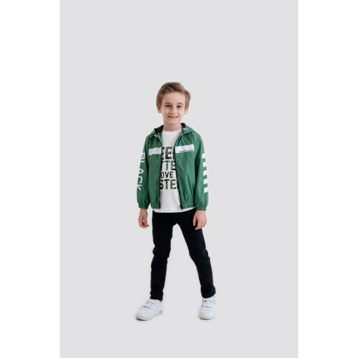 Çocuk Kapüşonlu Fermuarlı Günlük Yağmurluk 3lü Takım