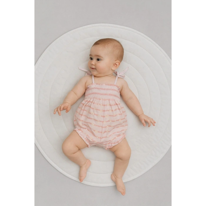 Askılı Çizgili Kız Bebek Tulum