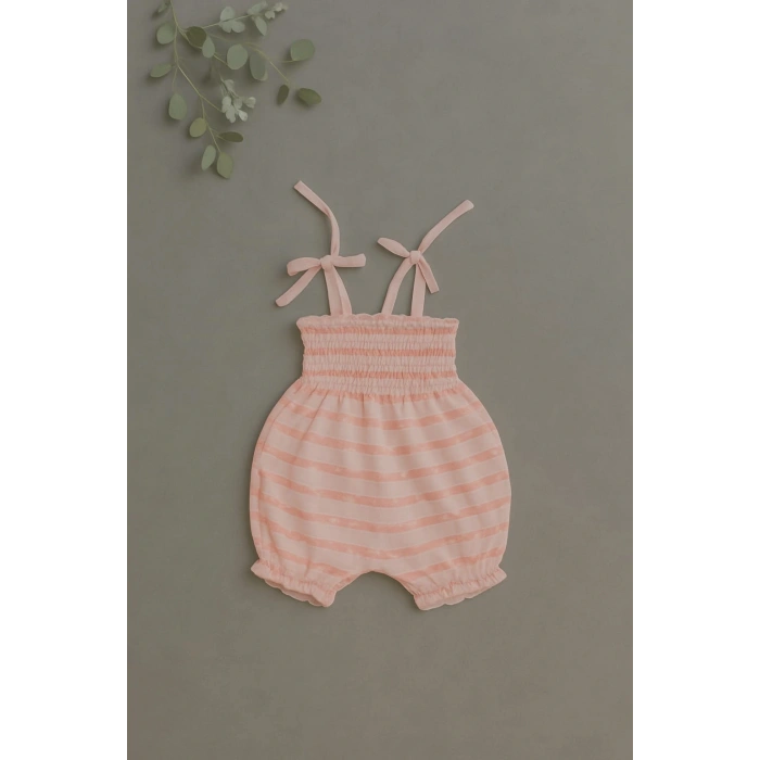 Askılı Çizgili Kız Bebek Tulum