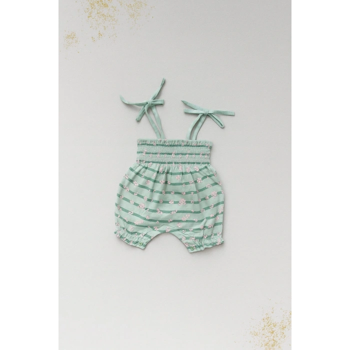 Askılı Çizgili Kız Bebek Tulum