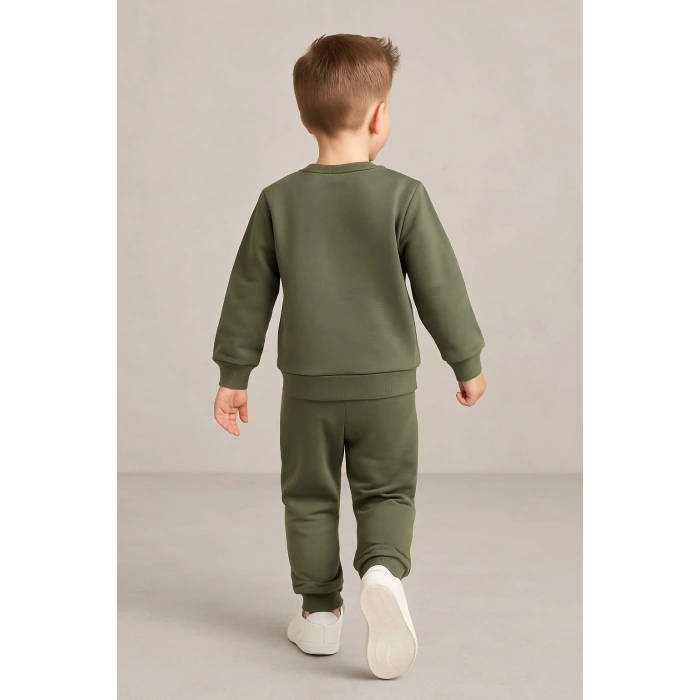 Erkek Çocuk Aslan Nakışlı 2’li Takım – Sweatshirt ve Alt Eşofman %100 Pamuk
