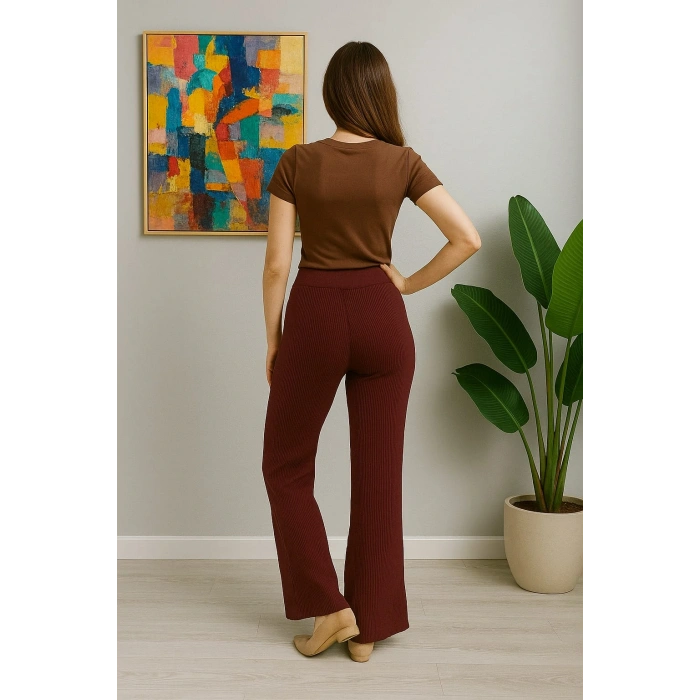 Kadın Yüksek Bel Triko Pantolon