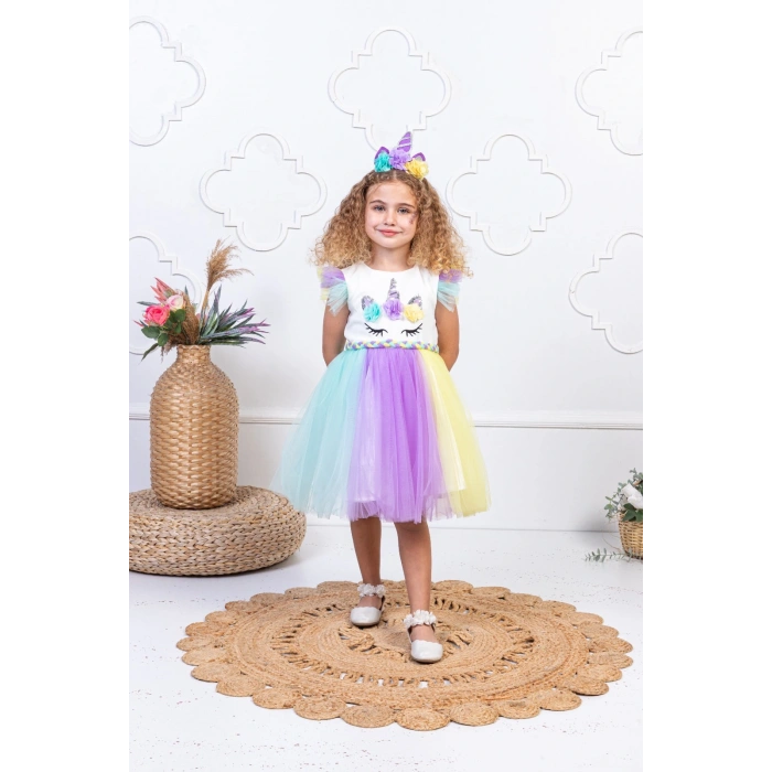 Kız Çocuk Unicorn Tütülü Elbise Kostüm Modeli