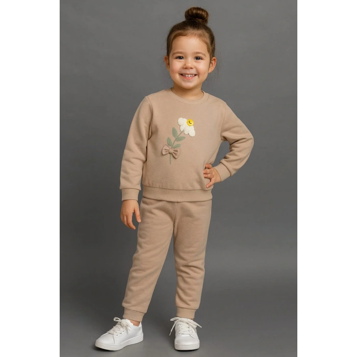 Papatya Nakışlı 2ip Eşofman Takımı