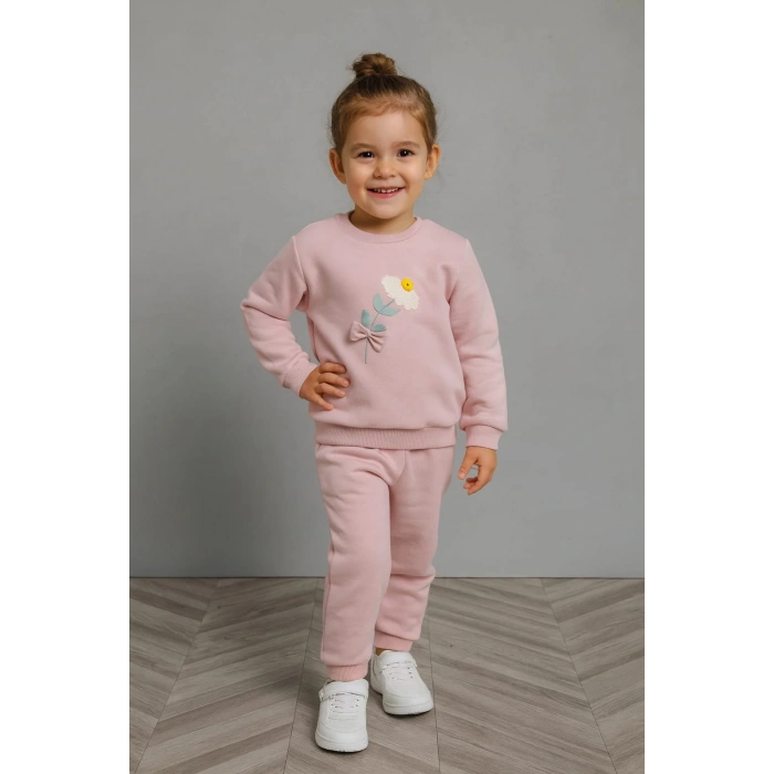 Papatya Nakışlı 2ip Eşofman Takımı